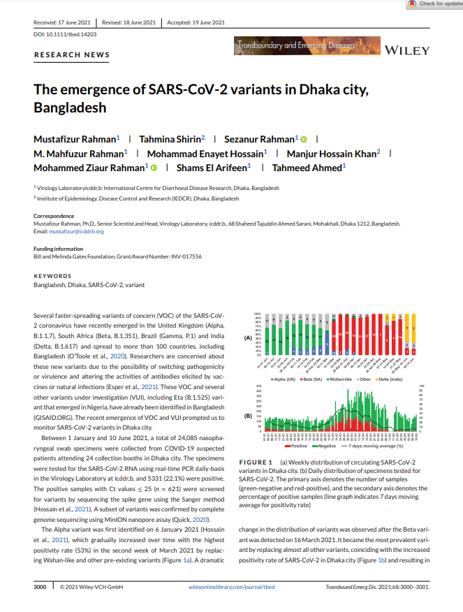 The emergence of SARS-CoV-2 variants in Dhaka city, Bangladesh