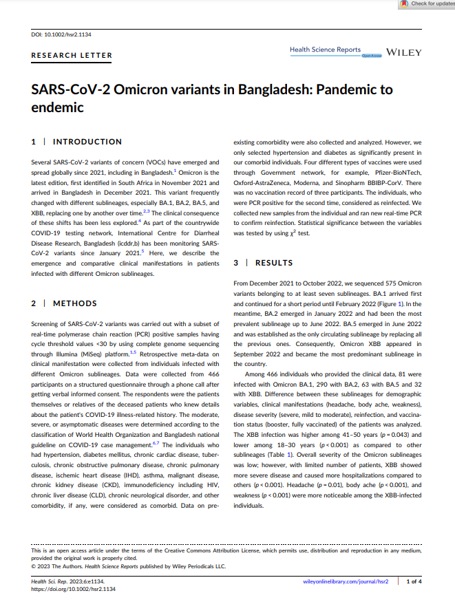 SARS‐CoV‐2 Omicron variants in Bangladesh: Pandemic toendemic